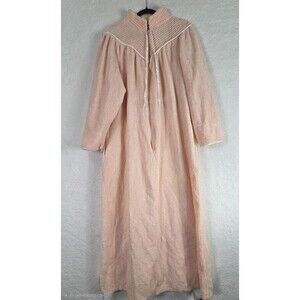 Vtg 80s Beth Michaels Long Robe Womens XL Pink Terry Zip Housecoat Lounge USA